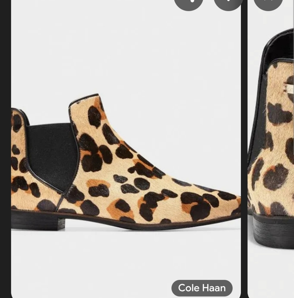 Cole Haan Animal Print Calfhair Chelsea Ankle Boots 7.5